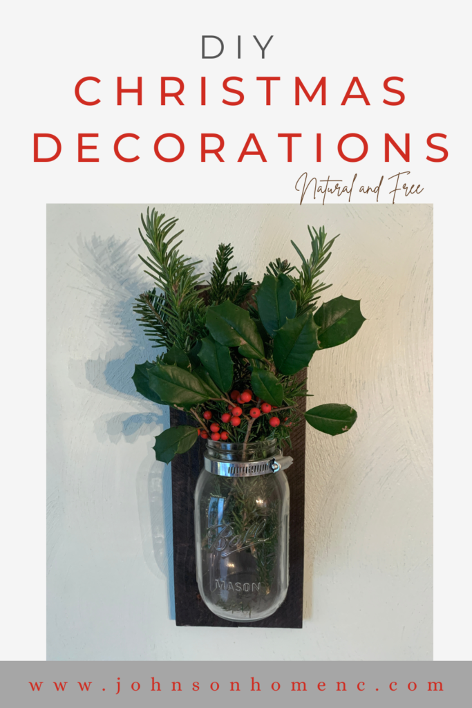 graphic for Pinterest that says DIY Christmas Decorations natural and free